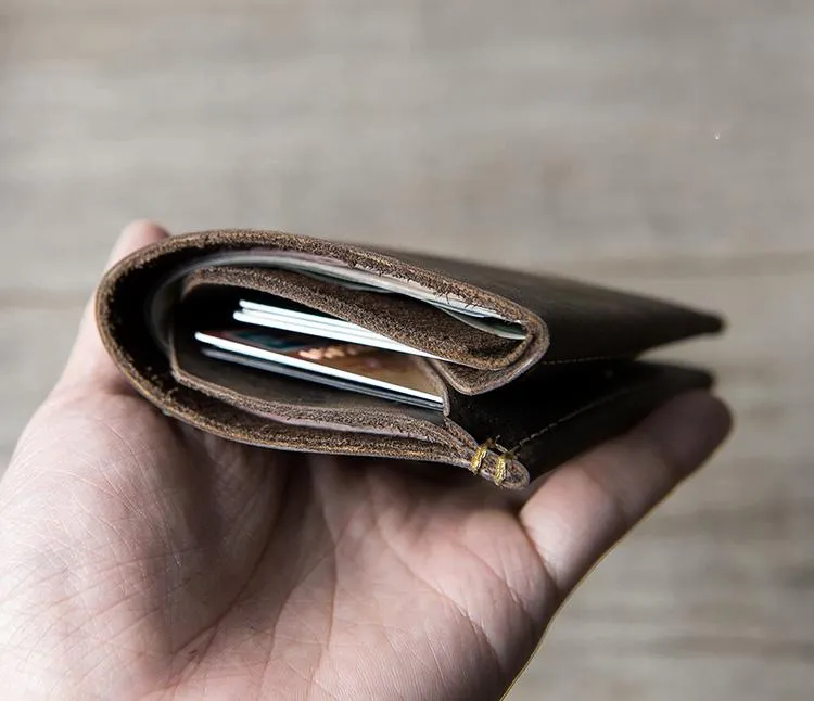 Cool Leather Mens Slim Small Leather Wallets Men billfold Bifold Wallet for Men