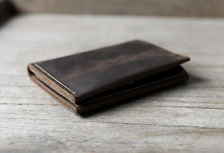 Cool Leather Mens Slim Small Leather Wallets Men billfold Bifold Wallet for Men