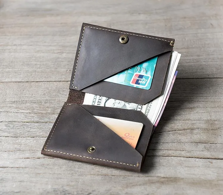 Cool Leather Mens Slim Small Leather Wallets Men billfold Bifold Wallet for Men