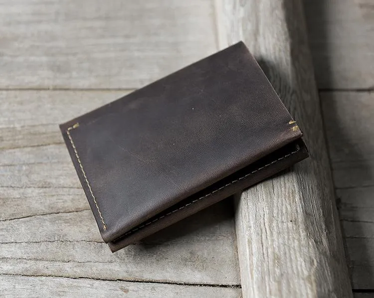 Cool Leather Mens Slim Small Leather Wallets Men billfold Bifold Wallet for Men
