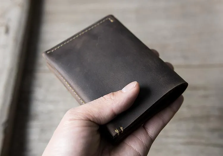 Cool Leather Mens Slim Small Leather Wallets Men billfold Bifold Wallet for Men