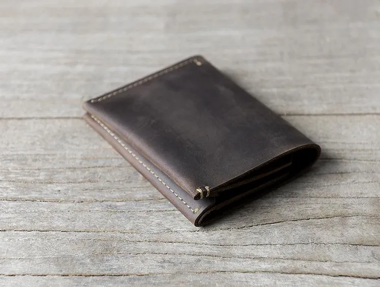Cool Leather Mens Slim Small Leather Wallets Men billfold Bifold Wallet for Men