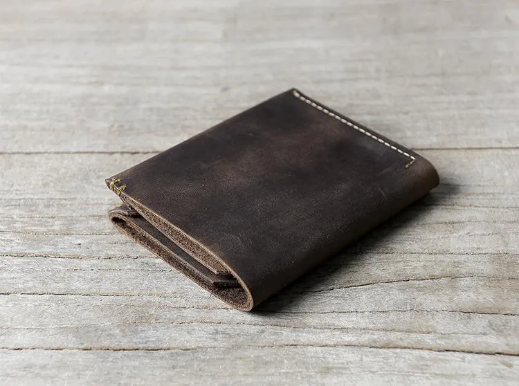 Cool Leather Mens Slim Small Leather Wallets Men billfold Bifold Wallet for Men