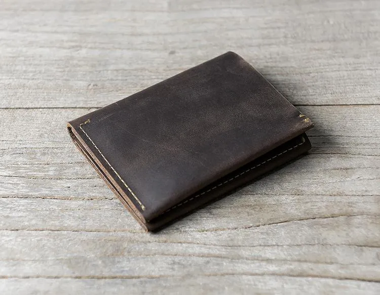 Cool Leather Mens Slim Small Leather Wallets Men billfold Bifold Wallet for Men