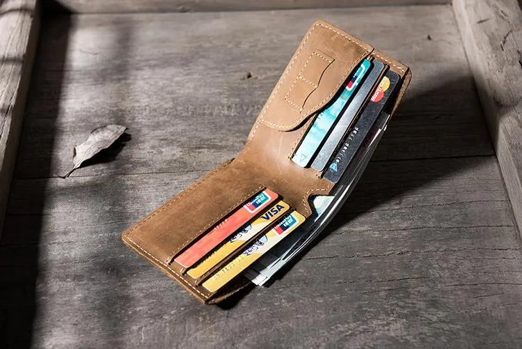 Cool Leather Mens Slim Small Wallet Bifold Men billfold Wallets for Men