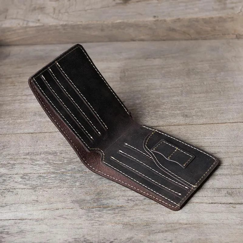 Cool Leather Mens Slim Small Wallet Bifold Men billfold Wallets for Men