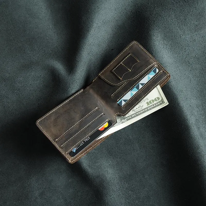 Cool Leather Mens Slim Small Wallet Bifold Men billfold Wallets for Men