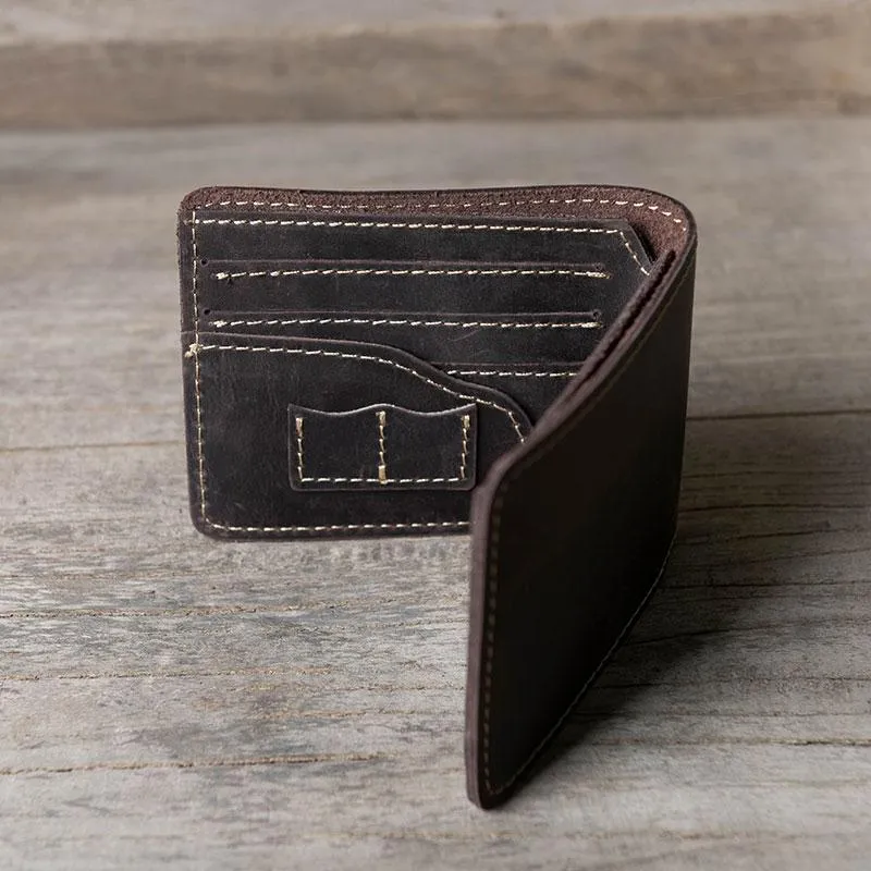 Cool Leather Mens Slim Small Wallet Bifold Men billfold Wallets for Men