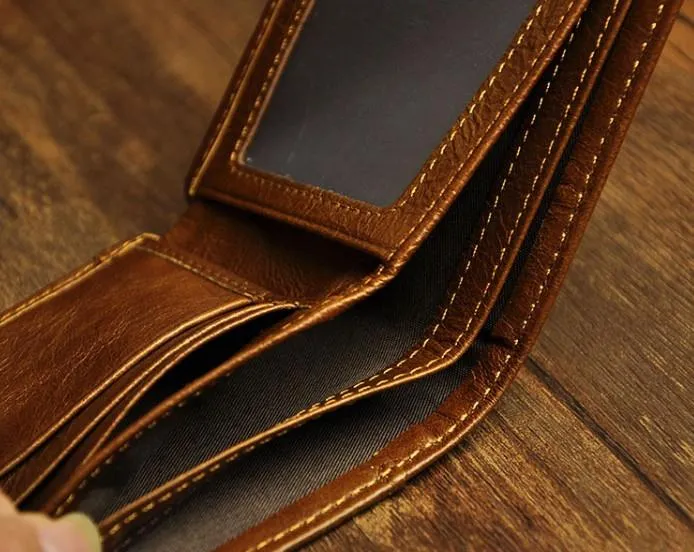 Cool Leather Mens Slim Small Wallet billfold Slim Front Pocket Wallet for Men
