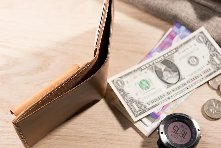Cool Leather Mens Slim Small Wallets billfold Wallets Bifold for Men