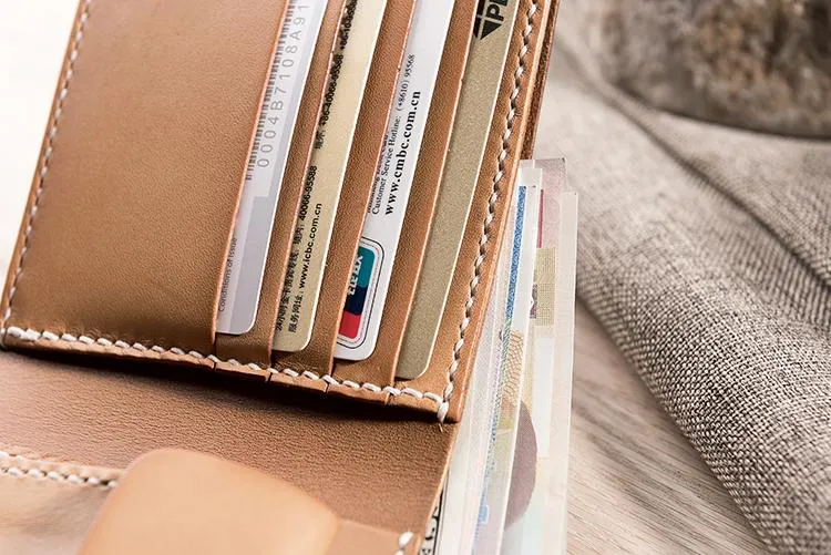 Cool Leather Mens Slim Small Wallets billfold Wallets Bifold for Men