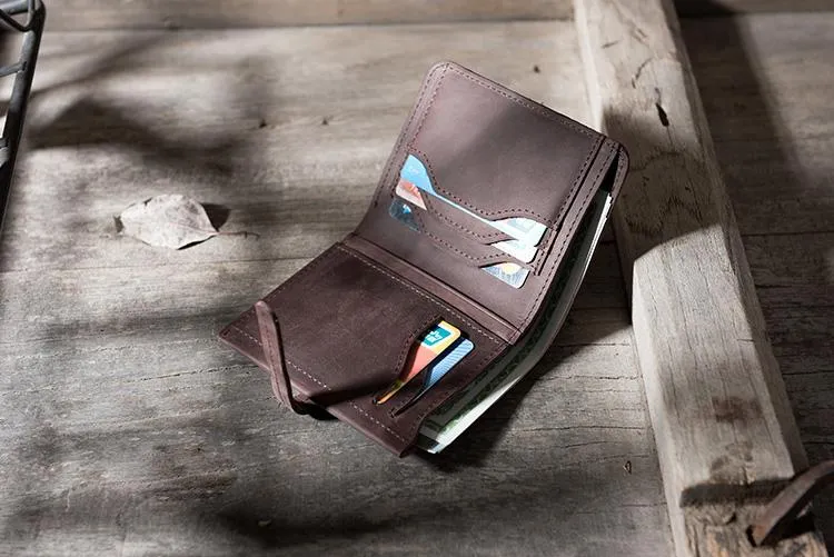 Cool Leather Mens Slim Small Wallets Men billfold Bifold Wallets for Men