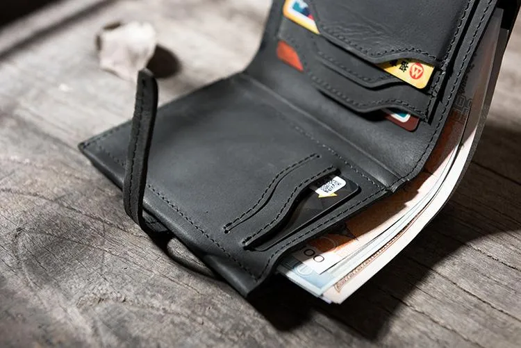Cool Leather Mens Slim Small Wallets Men billfold Bifold Wallets for Men