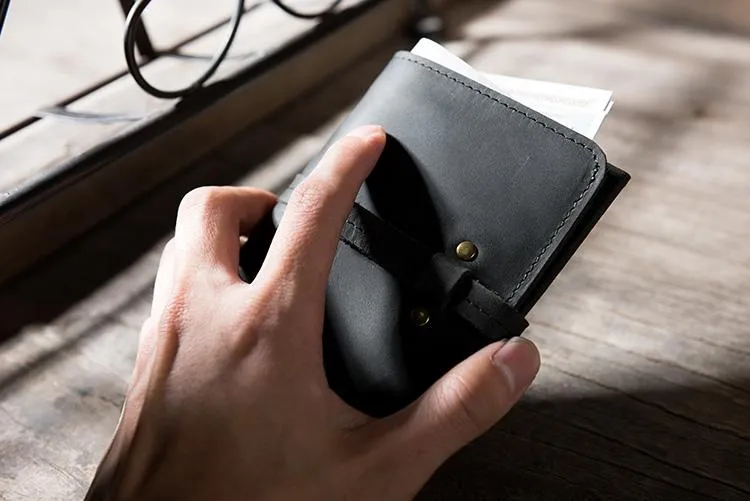 Cool Leather Mens Slim Small Wallets Men billfold Bifold Wallets for Men