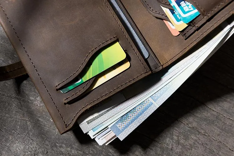 Cool Leather Mens Slim Small Wallets Men billfold Bifold Wallets for Men