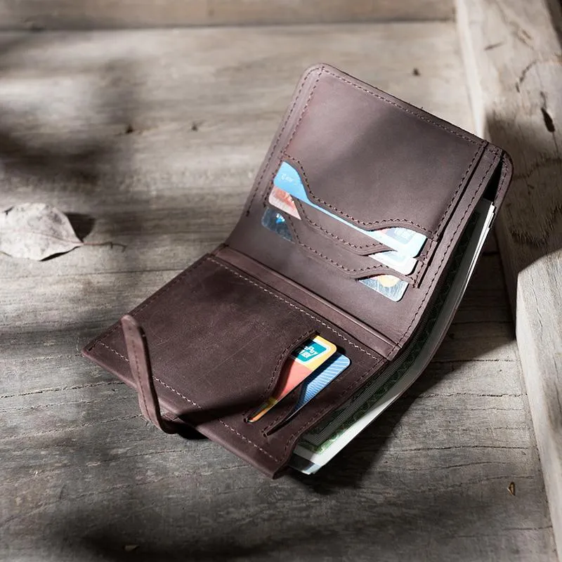 Cool Leather Mens Slim Small Wallets Men billfold Bifold Wallets for Men