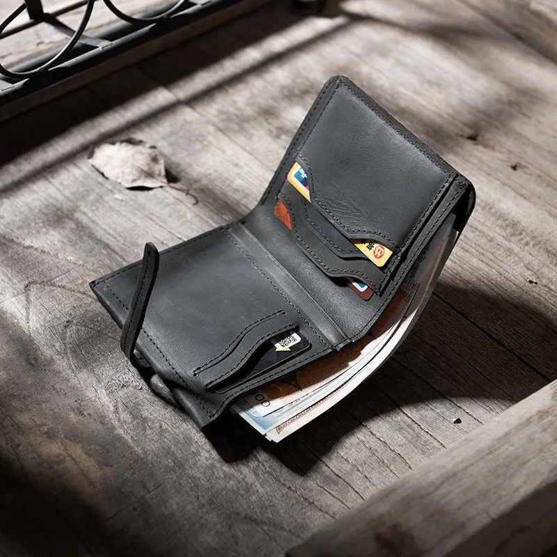 Cool Leather Mens Slim Small Wallets Men billfold Bifold Wallets for Men