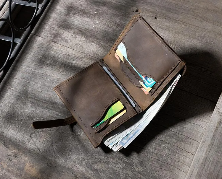 Cool Leather Mens Slim Small Wallets Men billfold Bifold Wallets for Men