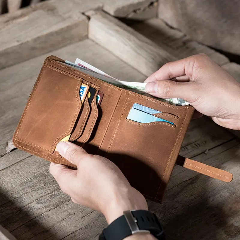 Cool Leather Mens Slim Small Wallets Men billfold Bifold Wallets for Men