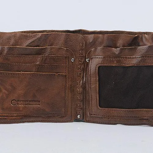 Cool Leather Mens Small Bifold Leather Wallet Men billfold Wallets for Men