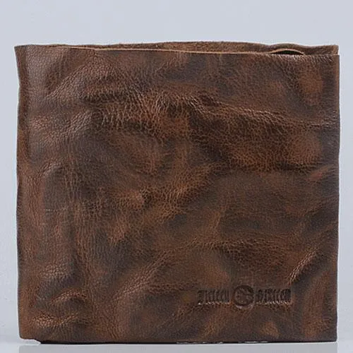 Cool Leather Mens Small Bifold Leather Wallet Men billfold Wallets for Men