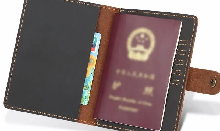 Cool Leather Mens Small Passport Wallet Slim billfold Travel Wallets for Men