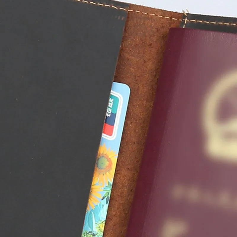 Cool Leather Mens Small Passport Wallet Slim billfold Travel Wallets for Men