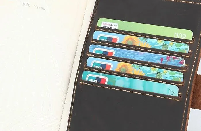 Cool Leather Mens Small Passport Wallet Slim billfold Travel Wallets for Men