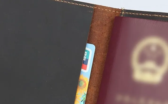 Cool Leather Mens Small Passport Wallet Slim billfold Travel Wallets for Men