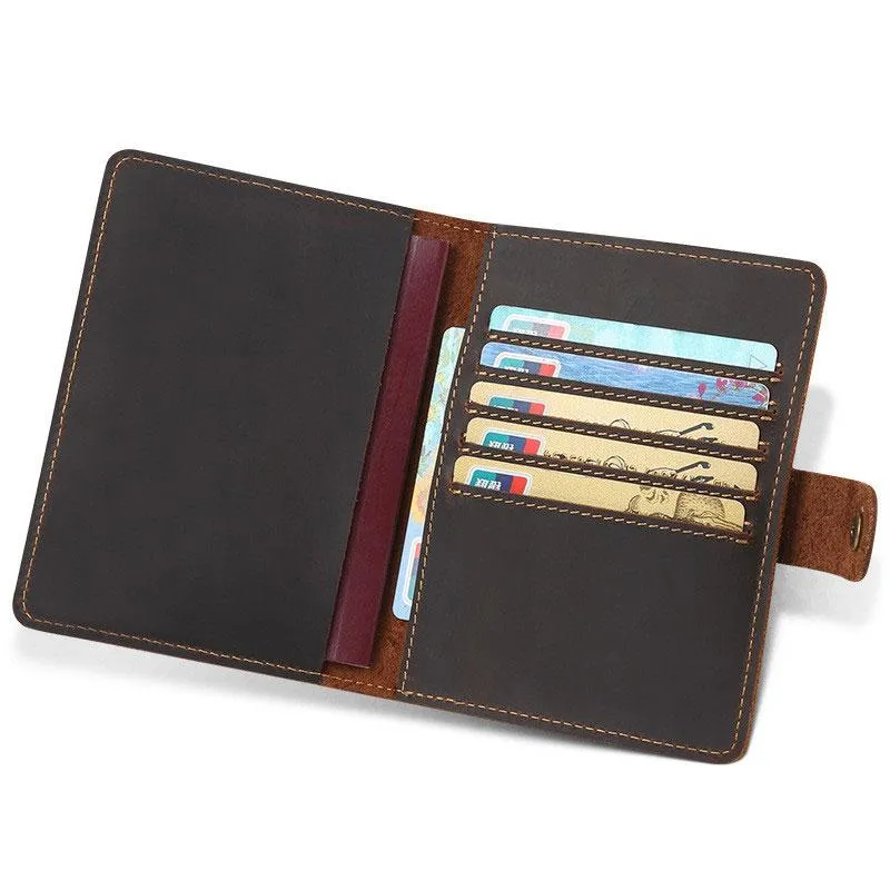 Cool Leather Mens Small Passport Wallet Slim billfold Travel Wallets for Men