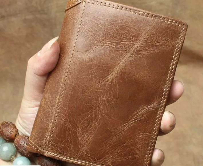 Cool Leather Mens Small Wallet billfold Bifold Wallet Front Pocket Wallet for Men