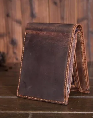 Cool Leather Mens Small Wallet billfold Trifold Wallet Front Pocket Wallet for Men