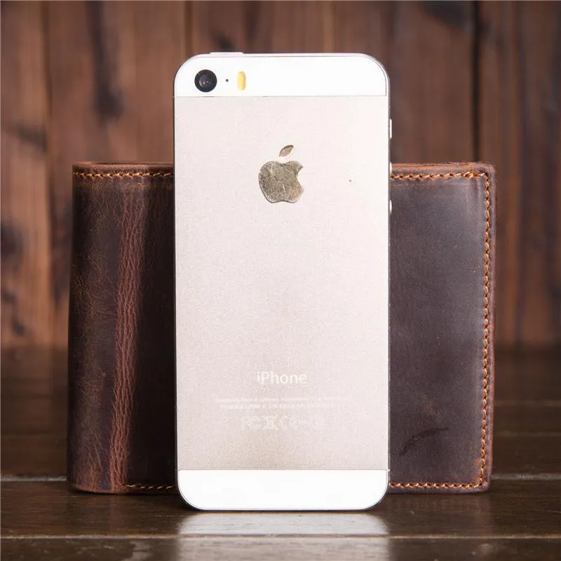 Cool Leather Mens Small Wallet billfold Trifold Wallet Front Pocket Wallet for Men