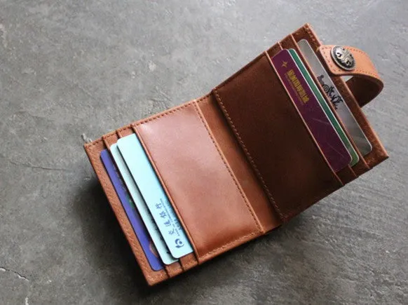 Cool Leather Mens Small Wallet Leather billfold Bifold Card Wallets for Men