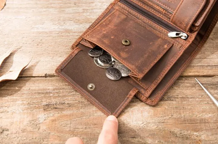 Cool Leather Mens Small Wallets Bifold Vintage Slim billfold Wallet for Men