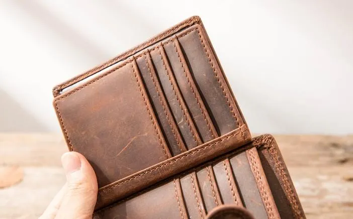 Cool Leather Mens Small Wallets Bifold Vintage Slim billfold Wallet for Men