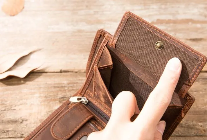 Cool Leather Mens Small Wallets Bifold Vintage Slim billfold Wallet for Men