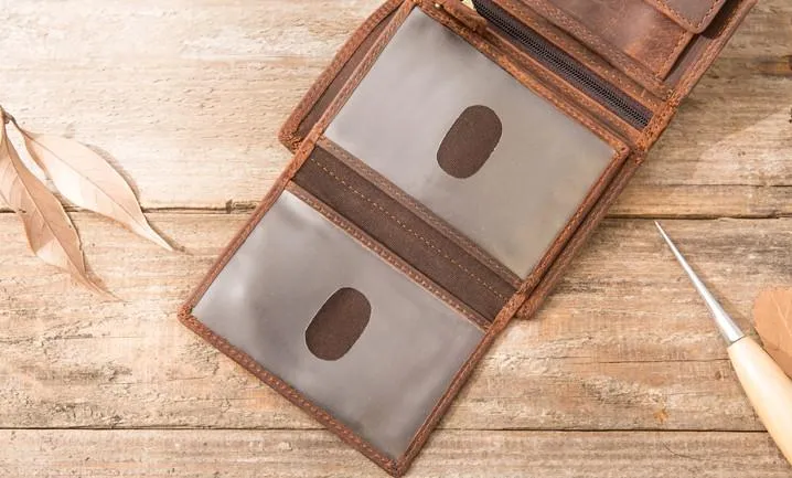 Cool Leather Mens Small Wallets Bifold Vintage Slim billfold Wallet for Men
