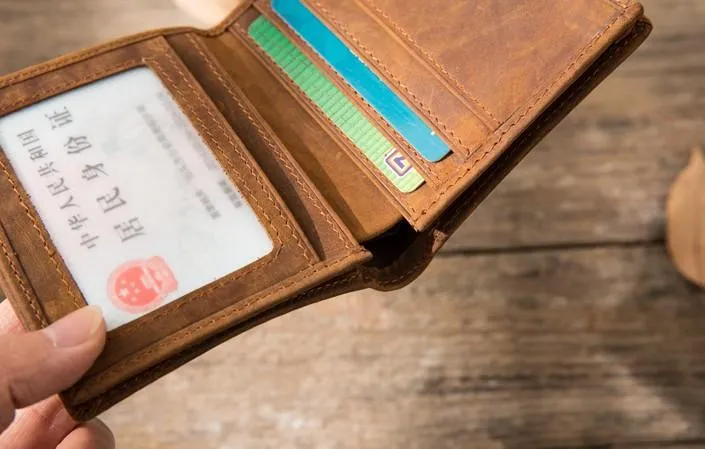 Cool Leather Vintage Mens Slim Small Wallets Zipper billfold Wallets for Men