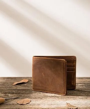 Cool Leather Vintage Mens Slim Small Wallets Zipper billfold Wallets for Men