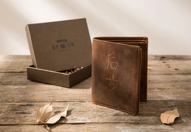 Cool Leather Vintage Mens Slim Small Wallets Zipper billfold Wallets for Men