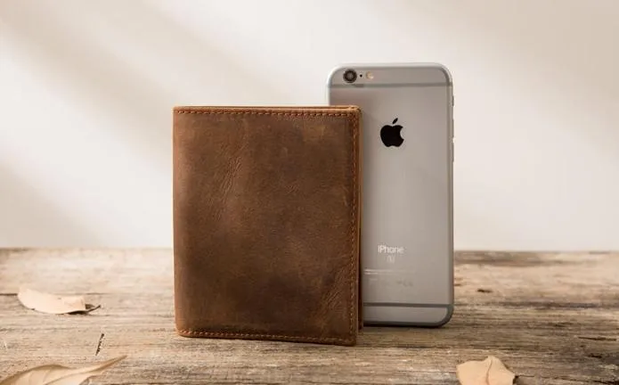 Cool Leather Vintage Mens Slim Small Wallets Zipper billfold Wallets for Men