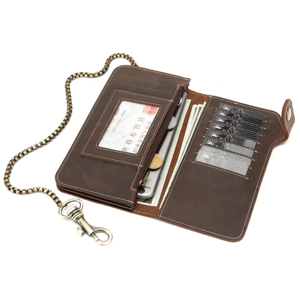 Cool Mens Leather Biker Chain Wallet Chain Wallet Long Biker Wallet for Men