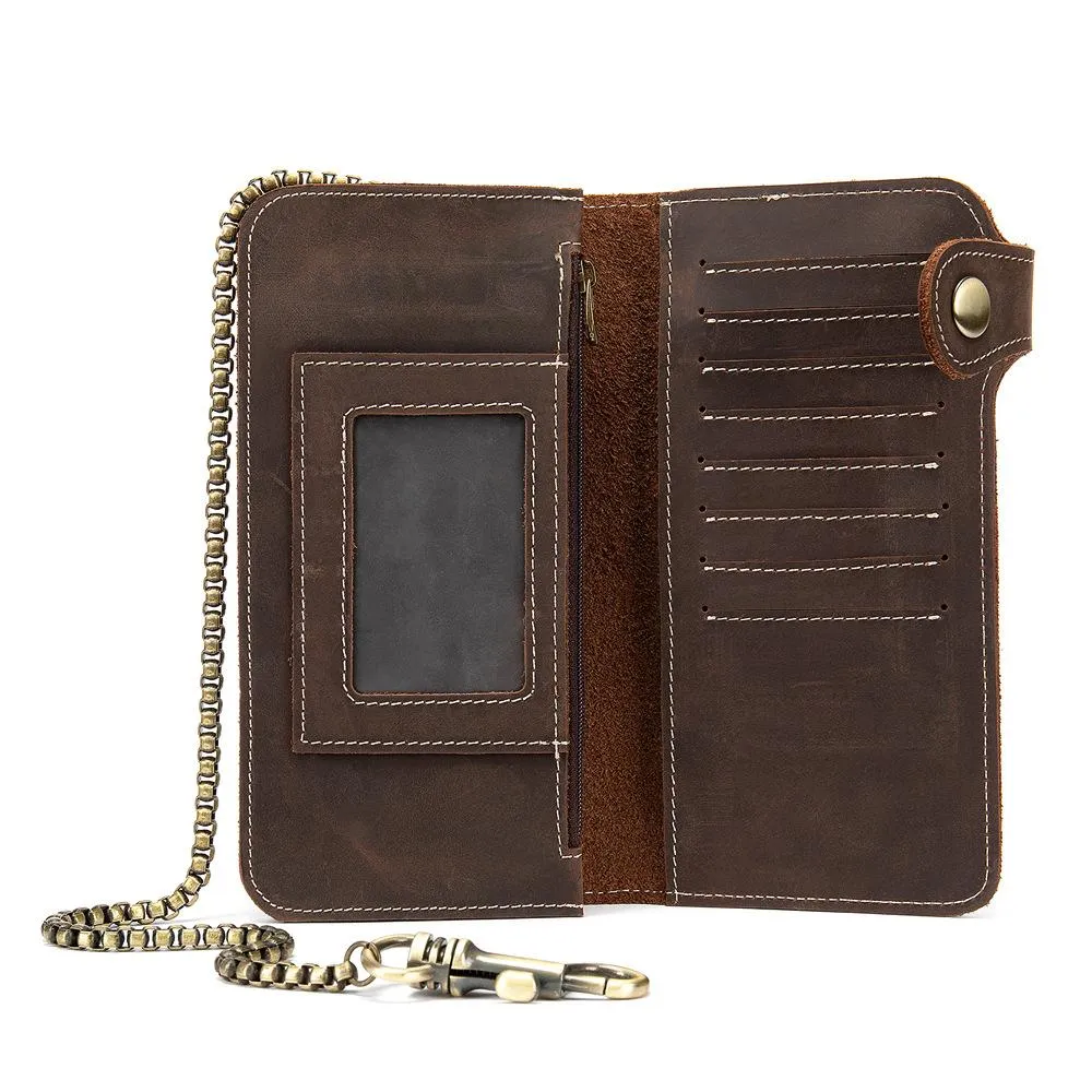 Cool Mens Leather Biker Chain Wallet Chain Wallet Long Biker Wallet for Men