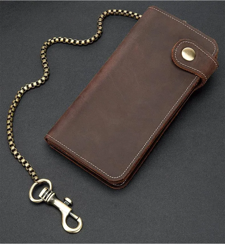 Cool Mens Leather Biker Chain Wallet Chain Wallet Long Biker Wallet for Men