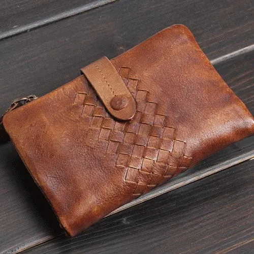Cool Mens Small Leather Wallets Men Zipper billfold Wallets Bifold for Men