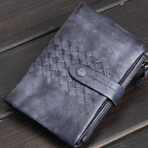 Cool Mens Small Leather Wallets Men Zipper billfold Wallets Bifold for Men