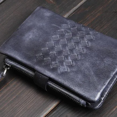 Cool Mens Small Leather Wallets Men Zipper billfold Wallets Bifold for Men