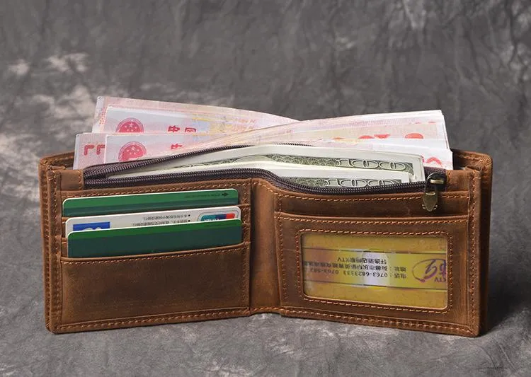 Cool RFID Leather Mens Bifold Small Wallet billfold Wallet Front Pocket Wallets for Men