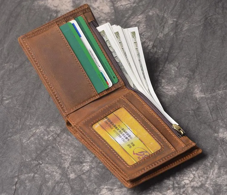 Cool RFID Leather Mens Bifold Small Wallet billfold Wallet Front Pocket Wallets for Men